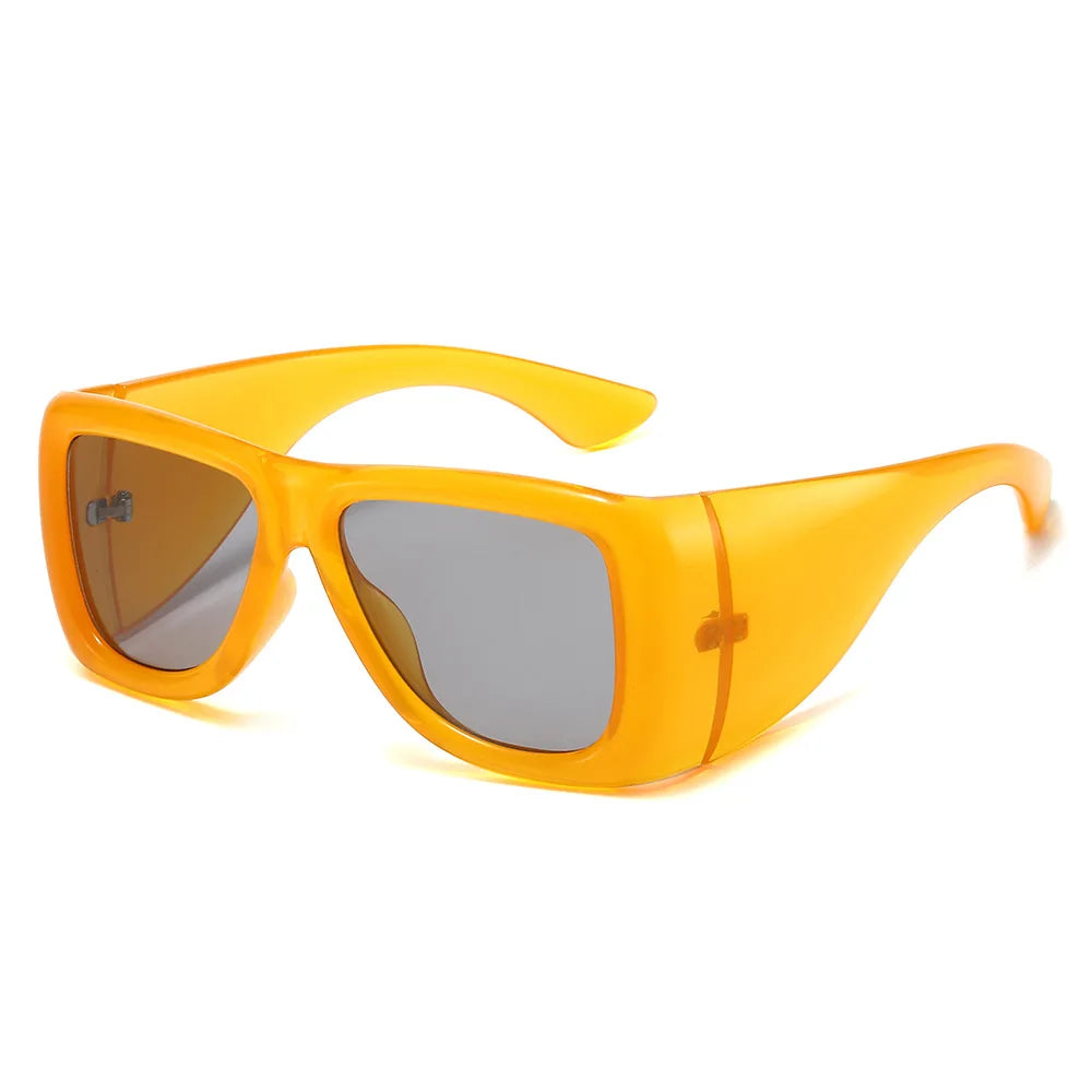 JNPCXI New Oversized Square Jelly Color Sunglasses Women Fashion Wide Legs UV400 Retro Men Trending Punk Outdoor Sun Glasses