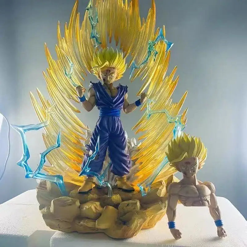 Jt Statue Dragon Ball Z Son Gohan Figure Replaceable Heads Led Base Super Saiyan Gohan Action Figures Collection Mode Toys Gifts