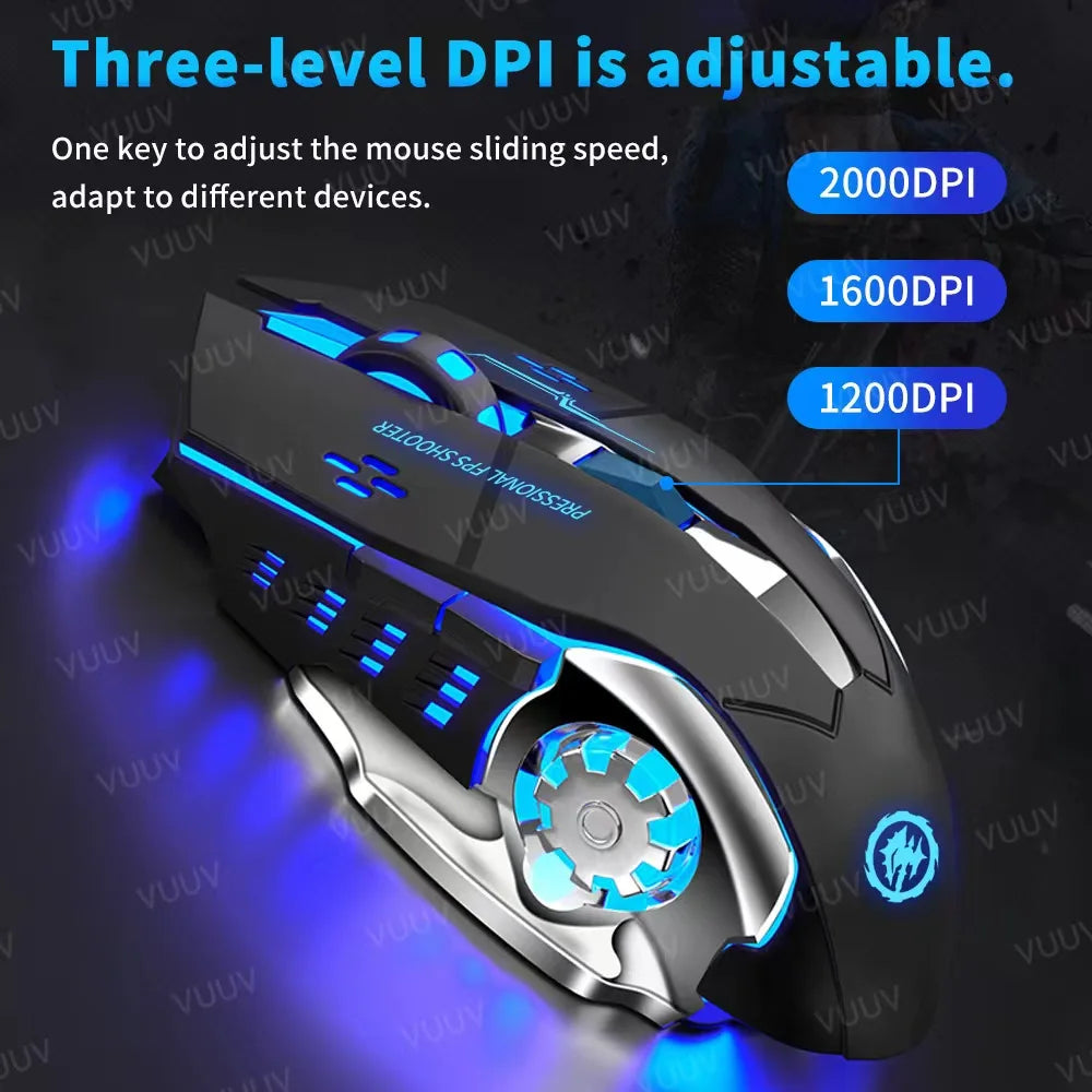 AIEACH Bluetooth Rechargeable Gaming Mouse USB Wireless Backlit Gamer Mouse PC