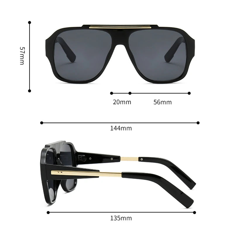 JNPCXI New Fashion Rivets Square Women Sunglasses Shades UV400 Retro Trending Gradient Men Punk Yellow Sun Glasses