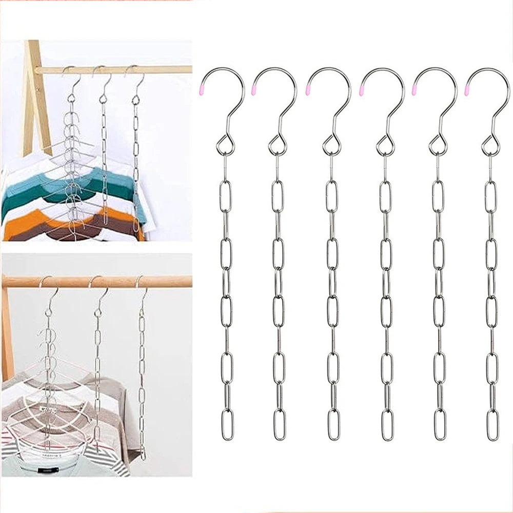 1/2pcs Stainless Steel Clothes Hanger Organizer, Space-Saving Foldable Wardrobe Rack for Efficient Clothing Storage