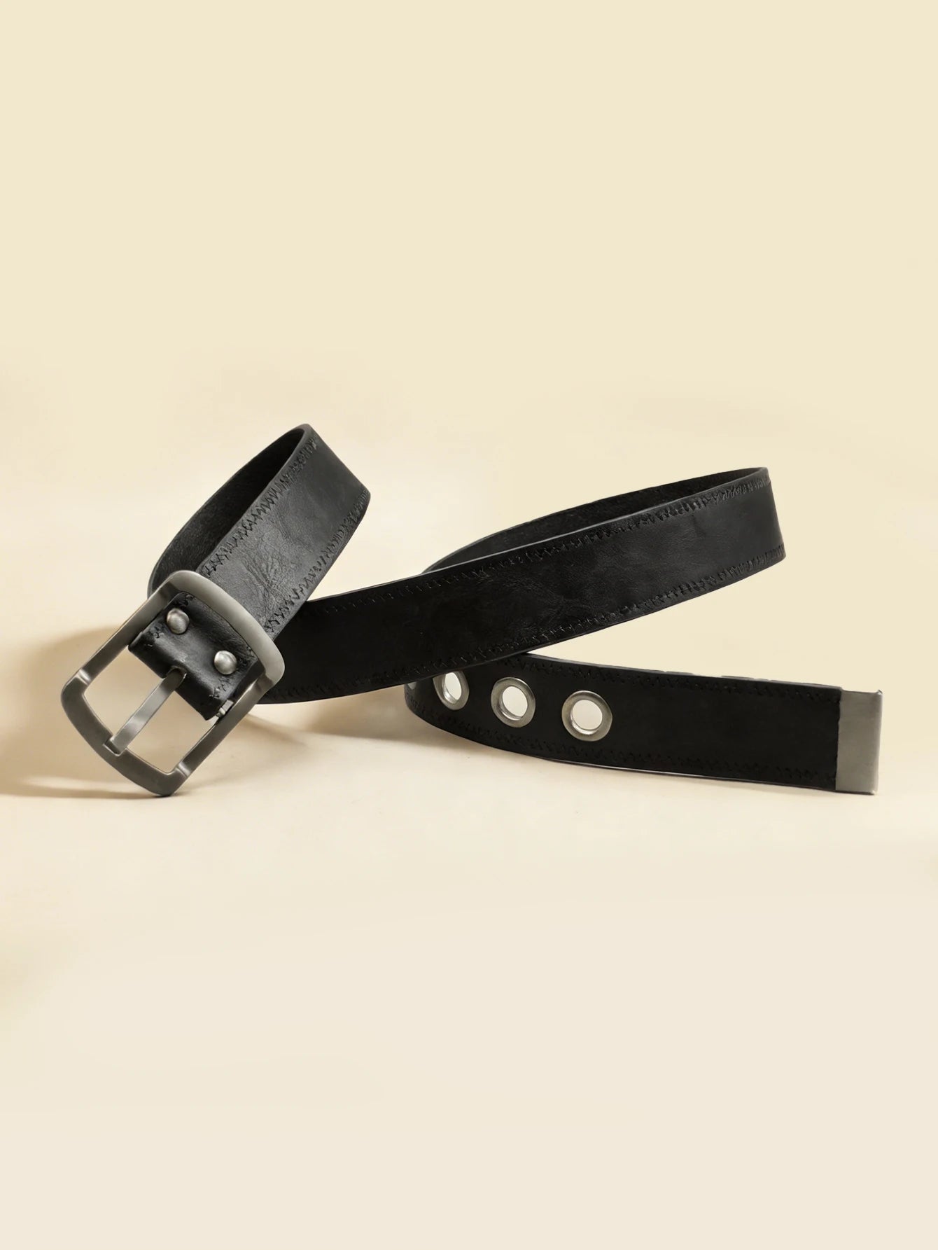 Vintage Carved Buckle Belt for Women Men - Brown Textured Floral Print Western Style Fashion Versatile Waistband Belt