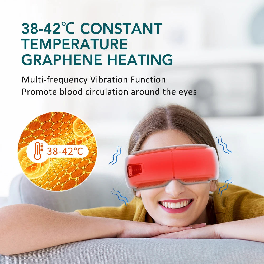 Smart Eye Massager Air Pressure Hot Compress Vibration Massage Glasses Foldable Bluetooth Music Eyes Massage USB Rechargeable