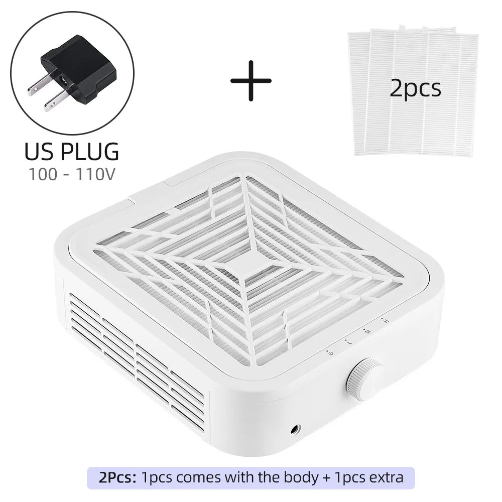 120W Powerful Nail Dust Collector With 2 Filter Super Suction Brushless Nail Dust Extractor Nail Art Manicure Fan Vacuum Cleaner