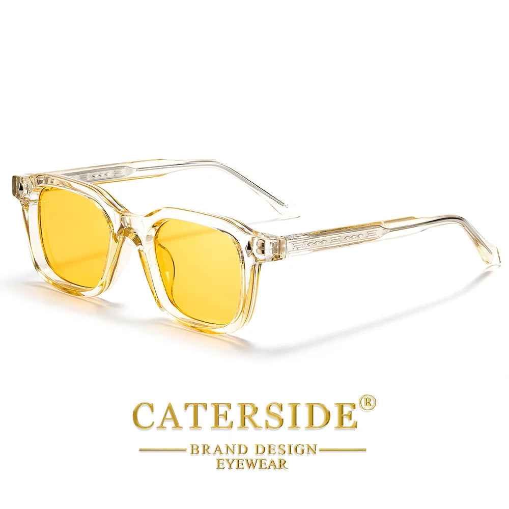 CATERSIDE Men Personalized Design Sunglasses Square Frame Women Retro Trendy Sunglasses Travel Business Party Gift Glasses UV400