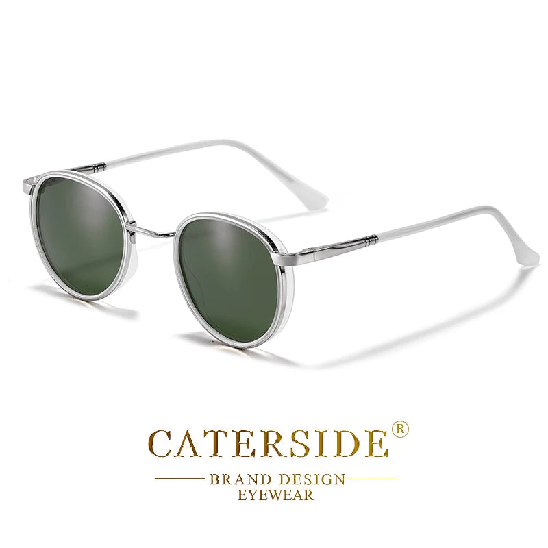 Caterside Vintage Polarized Round Sunglasses Men Hip Hop Style Metal Frame Sun Glasses Women Driving Fishing Party Eyewear Uv400