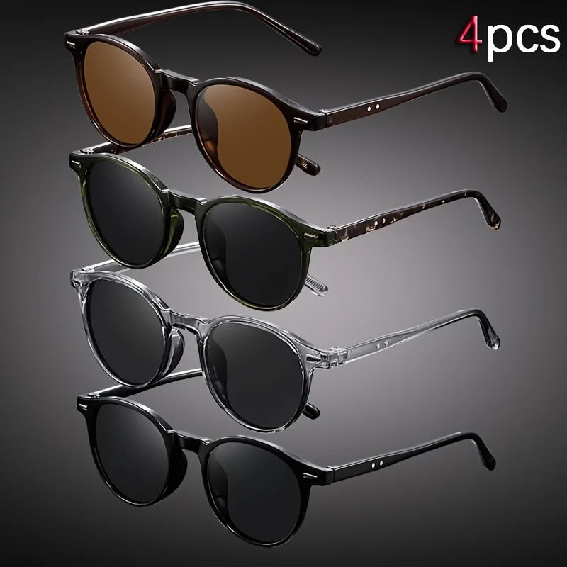 4-pack Small Frame Round Simple Business Fashionable Men's and Women's Glasses Suitable for Birthday Gifts and Photography Props