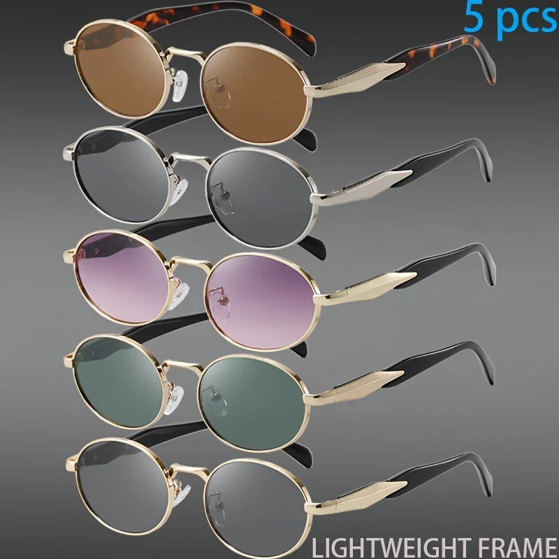 5PCS Cycling Oval Sunglasses Women Men Steampunk Sports Rice Nail Design Sun Glasses Fashion Eyewear Vintage Eyeglasses
