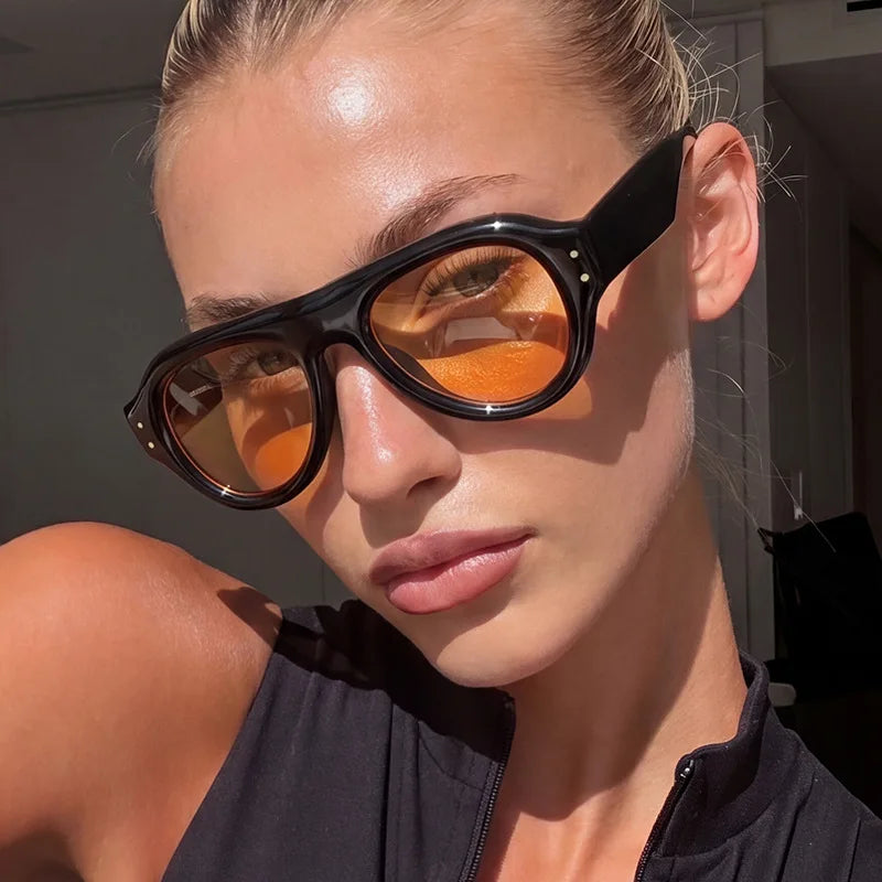 JNPCXI New Pilot Rivets Women Sunglasses Shades UV400 Fashion Leopard Men Wide Legs Oval Punk Outdoor Sun Glasses