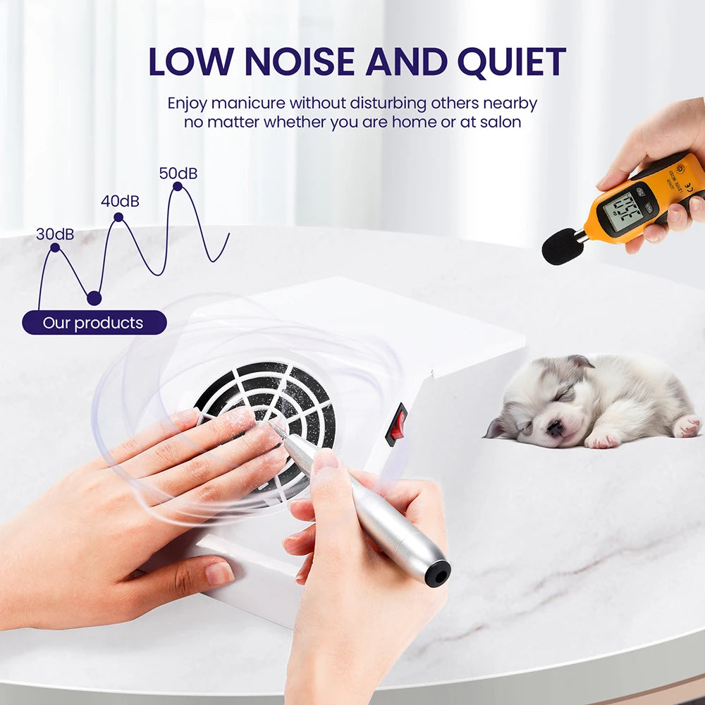 Wireless Nail Dust Collector Foldable Nail Dust Extractor Mini Rechargeable Nail Vacuum Cleaner Fan Nail Art Manicure Machine
