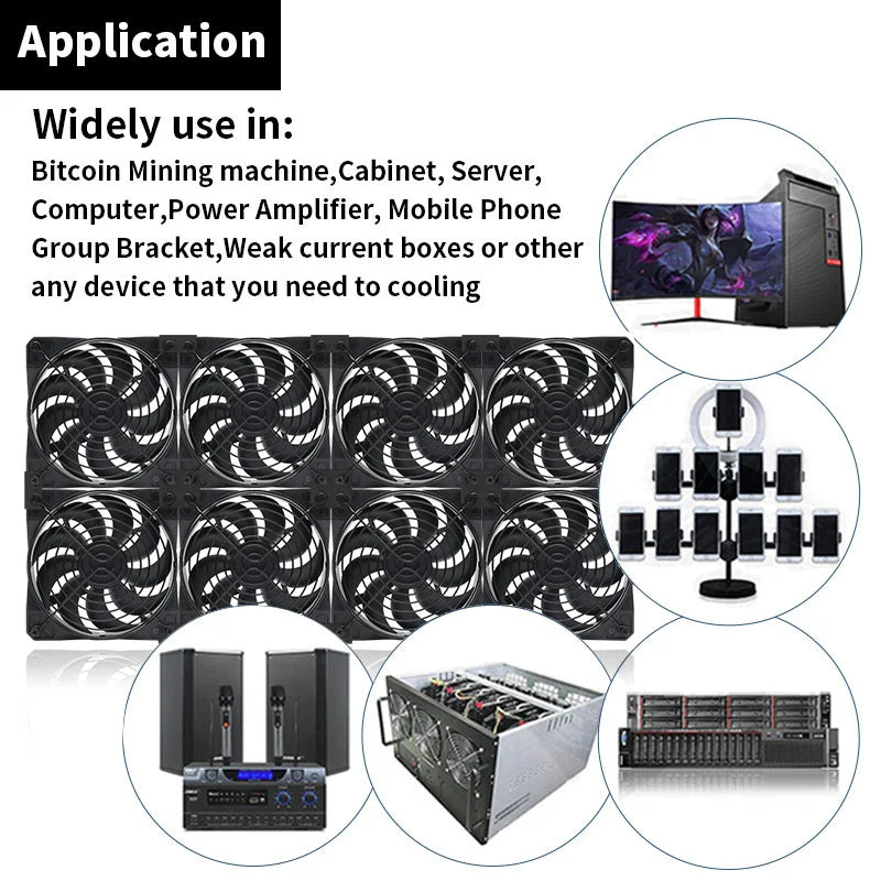 US Plug 120mm 3000RPM Cooling Fan 12V/220V Mining, Server, Cabinet, Workstation