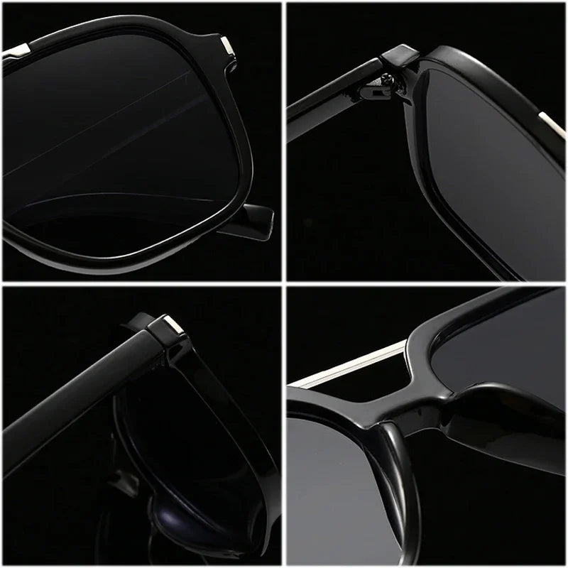 JNPCXI Fashion Oversized Square Double Bridges Sunglasses Women Shades UV400 Retro Rivets Men Sun Glasses