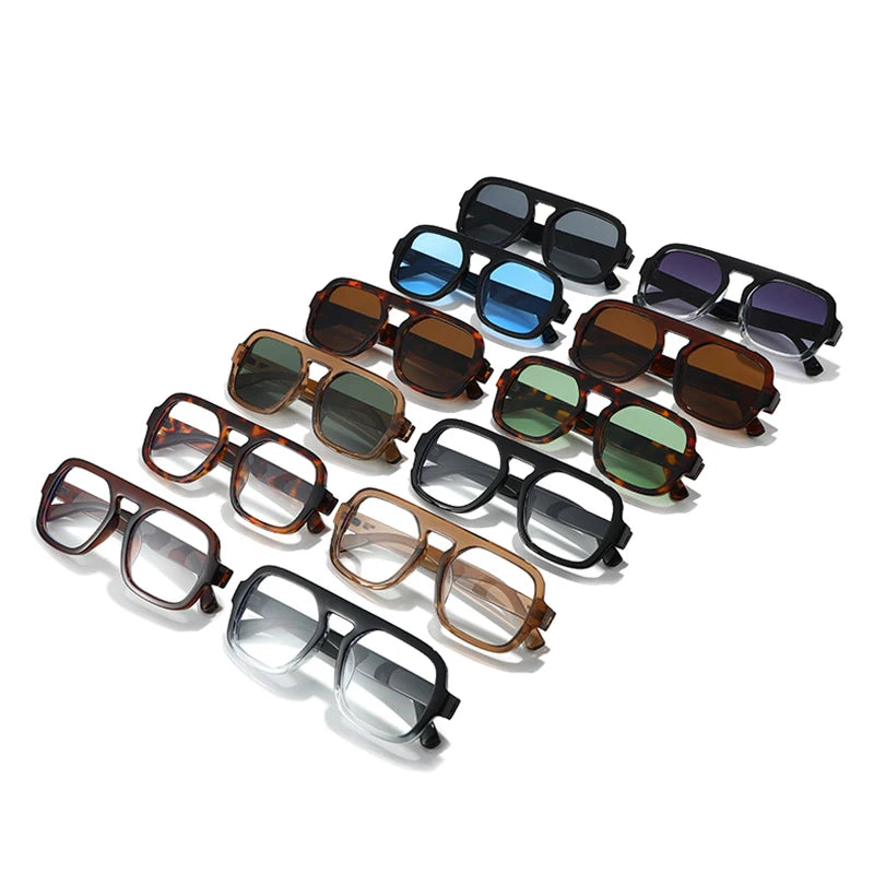 JNPCXI Ins Popular Fashion Square Sunglasses Women Retro Rivets Clear Gradient Shades UV400 Men Trending Sun Glasses