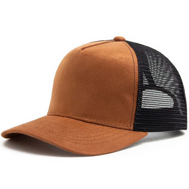 New Summer Suede Trucker Hat Men Mesh Baseball Cap For Visor Sun Fashion Casual Women Snapback Hip Hop Caps Unisex Adjustable