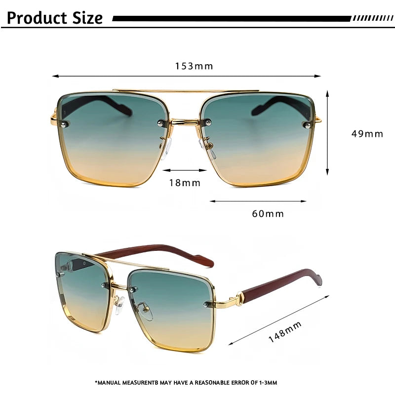 CATERSIDE New Retro Pilot Men's Prescription Sunglasses High Quality Metal Large Frame Women's Fashion Optical Sunglasses UV400