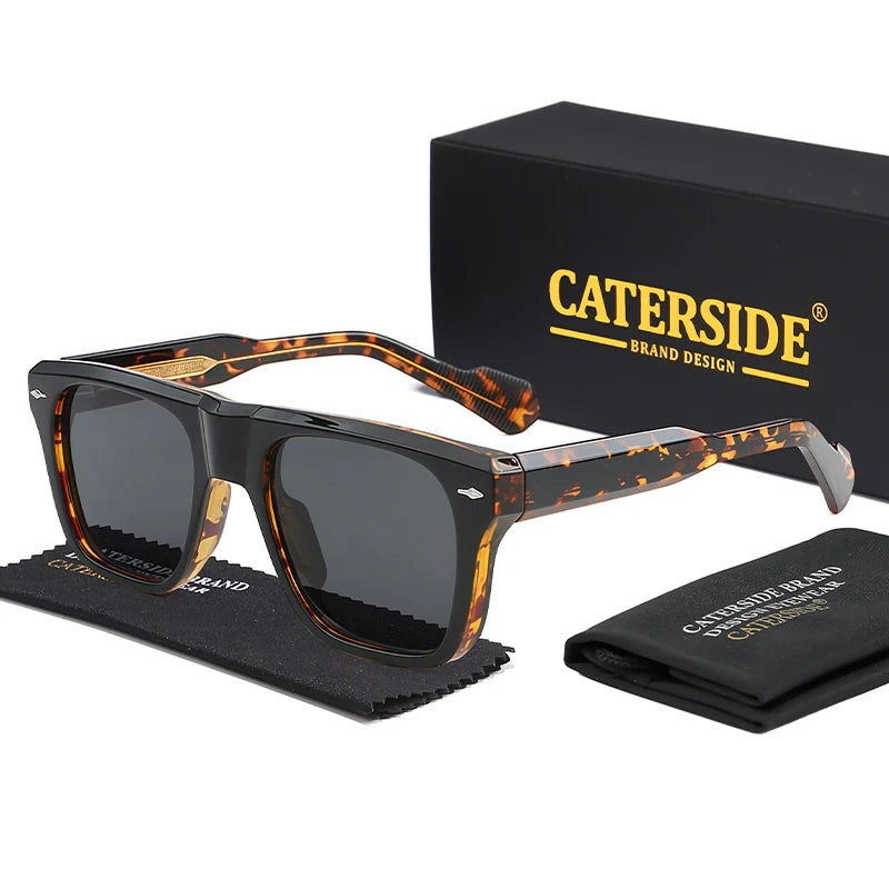 CATERSIDE Trend Sunglasses Men's Large Frame Propionic Core Insert Temple Sun Glasses Women's Party Outdoor Travel Eyewear