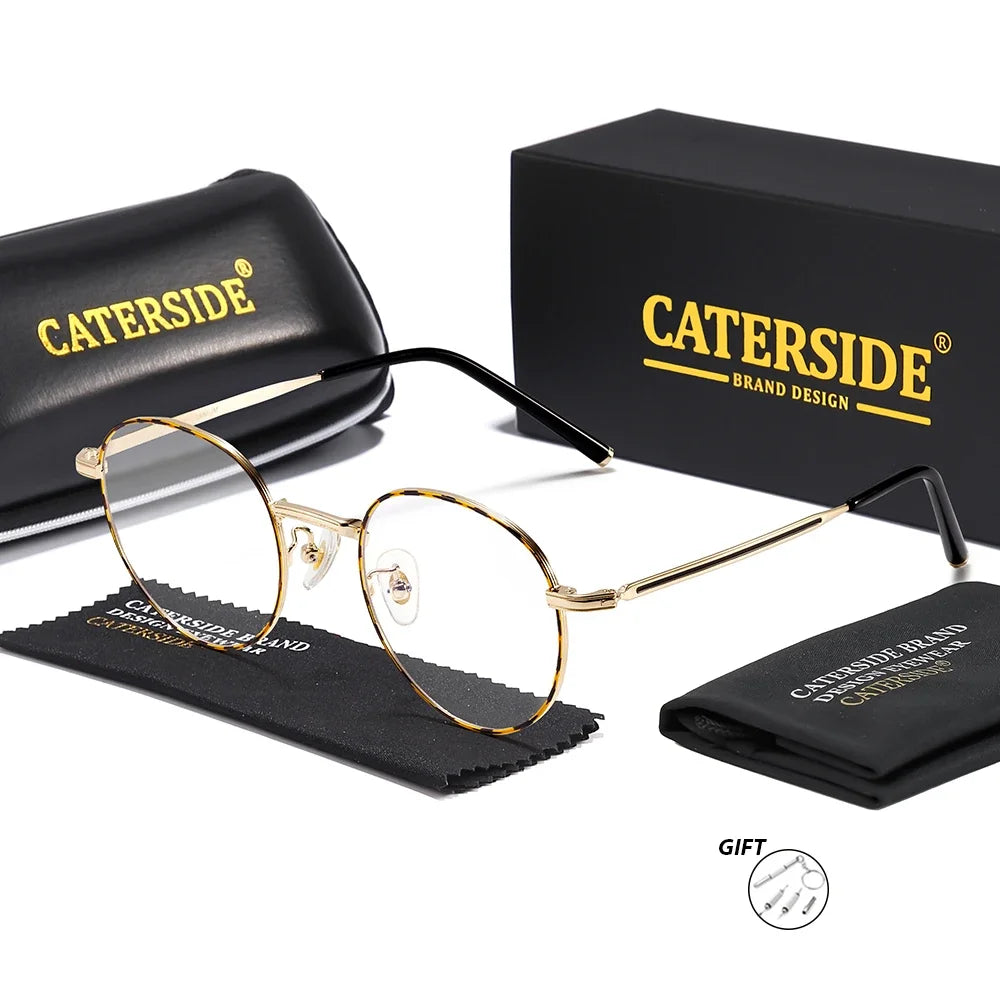 CATERSIDE Vintage Men's Optical Glasses High-Quality Round Metal Titanium Frame Customized Prescription Glasses Women's Eyewear