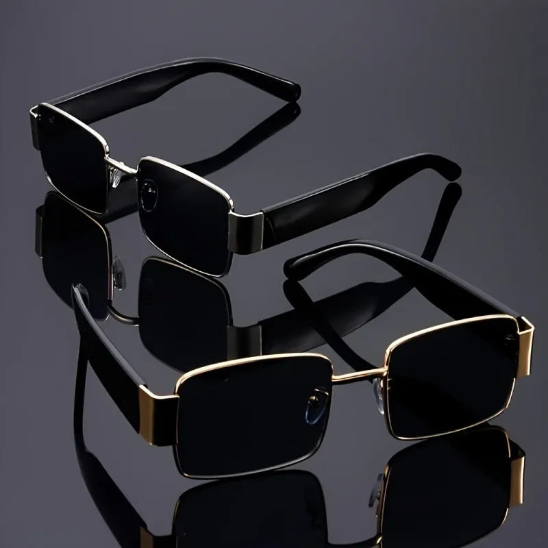 Luxury Vintage Style Large Frame Glasses - Golden & Black, High-Quality Polycarbonate Lenses, Ideal for Men & Women