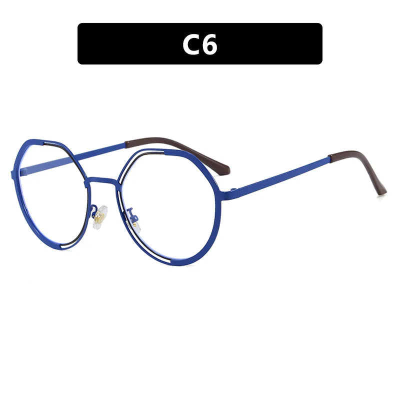 JNPCXI Round Eyeglasses Retro Trendy Lightweight Frame Comfortable Wear Glasses Women