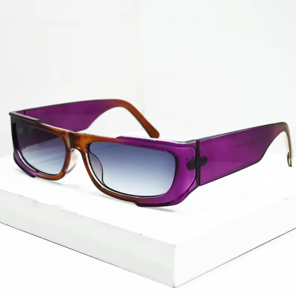 JNPCXI Fashion Rectangle Purple Double Color Women Sunglasses Retro Gradient Shades UV400 Men Trending Sun Glasses
