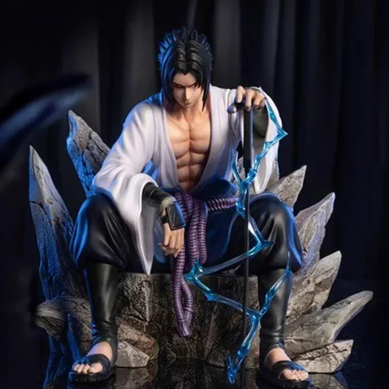 7in NARUTO Uchiha Sasuke Mantra Seal Action Figure Sitting Pose PVC Model Statue