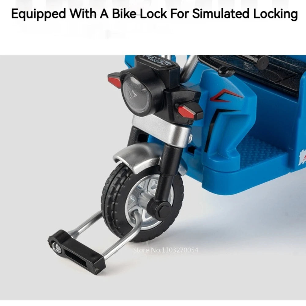 1:15 Alloy Tricycle Models Diecast Cars Toys Wheels Turned Baffle Can Lowered Rear Wheel Return Force Motorcycle for Friend Gift