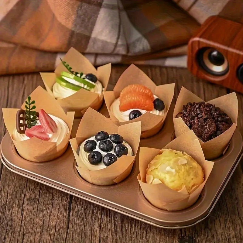 50pcs, Tulip Muffin Cups, Tulip Cupcake Liners, Elegant Party & Holiday Baking Cups for Christmas, Birthdays, Weddings