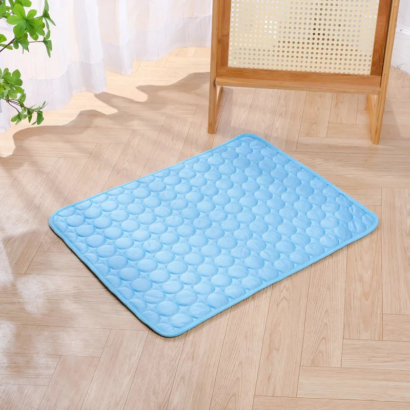 Blue Summer Cooling Pet Mat, Gel Ice Pad for Dogs Cats, Breathable Non-Slip Bed