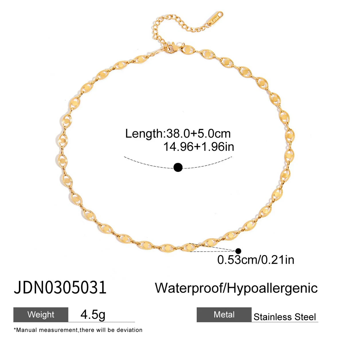 Uworld Minimalist Classic Style 18K Gold Color Plated Stainless Steel Butterfly Circular Handmade Chain Necklace Women's Jewelry