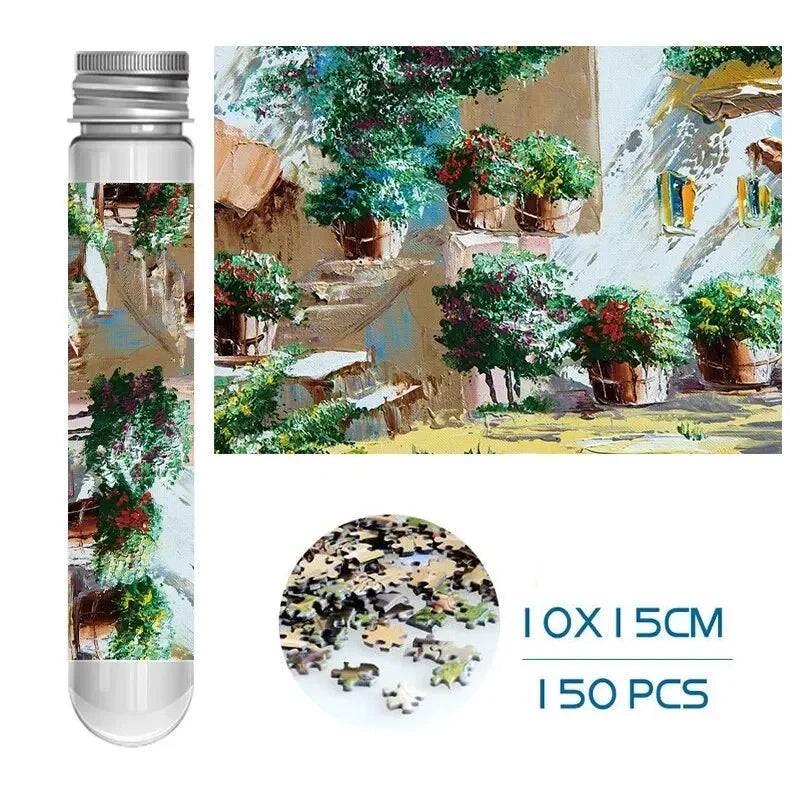 MaxRenard Jigsaw Puzzle Mini Pieces 150pcs Test Tube Family Game Portable Perfect for Home Decor and Relaxation Gift