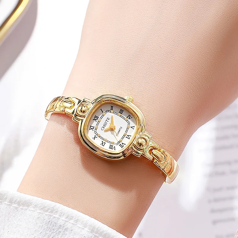 Fashion Women's Square Quartz Watches Gold Fine Strap Bracelet Wristwatch Girls Clock Gifts Relojes Female Clock Dropshipping