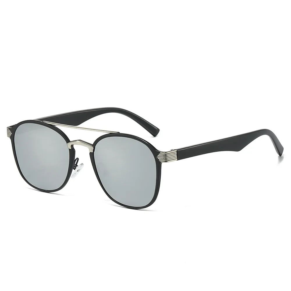 JNPCXI New Fashion Double Bridges Square Men Luxury Sunglasses Retro Women Blue Gradient Mirror Shades Sun Glasses UV400