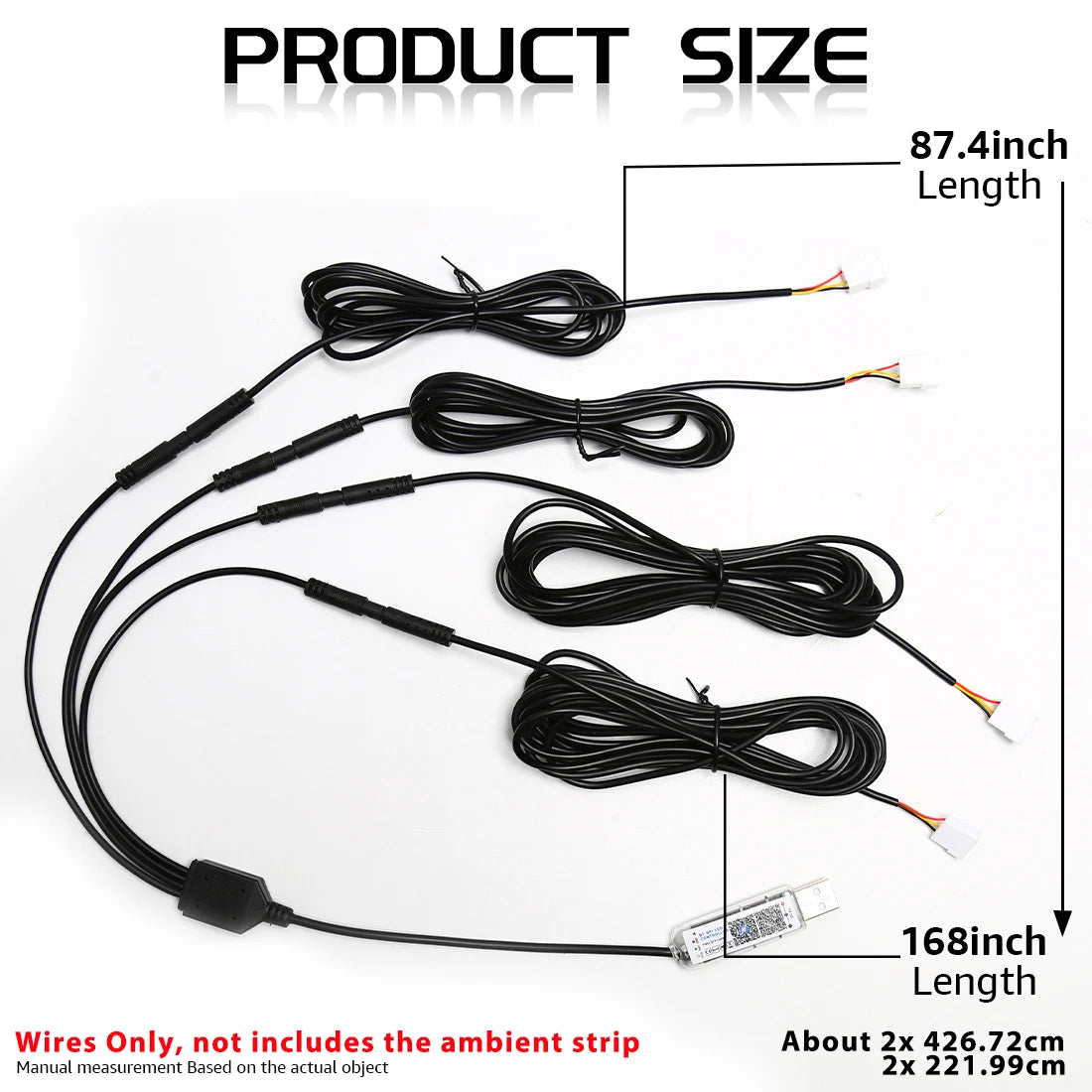 Vgetting 2 4 Meters 8-in-1 4in1 5in1 Car Ambient Lights Extension Wires Cables LED 140cm 120 110 90 75cm Acrylic Symphony Strips