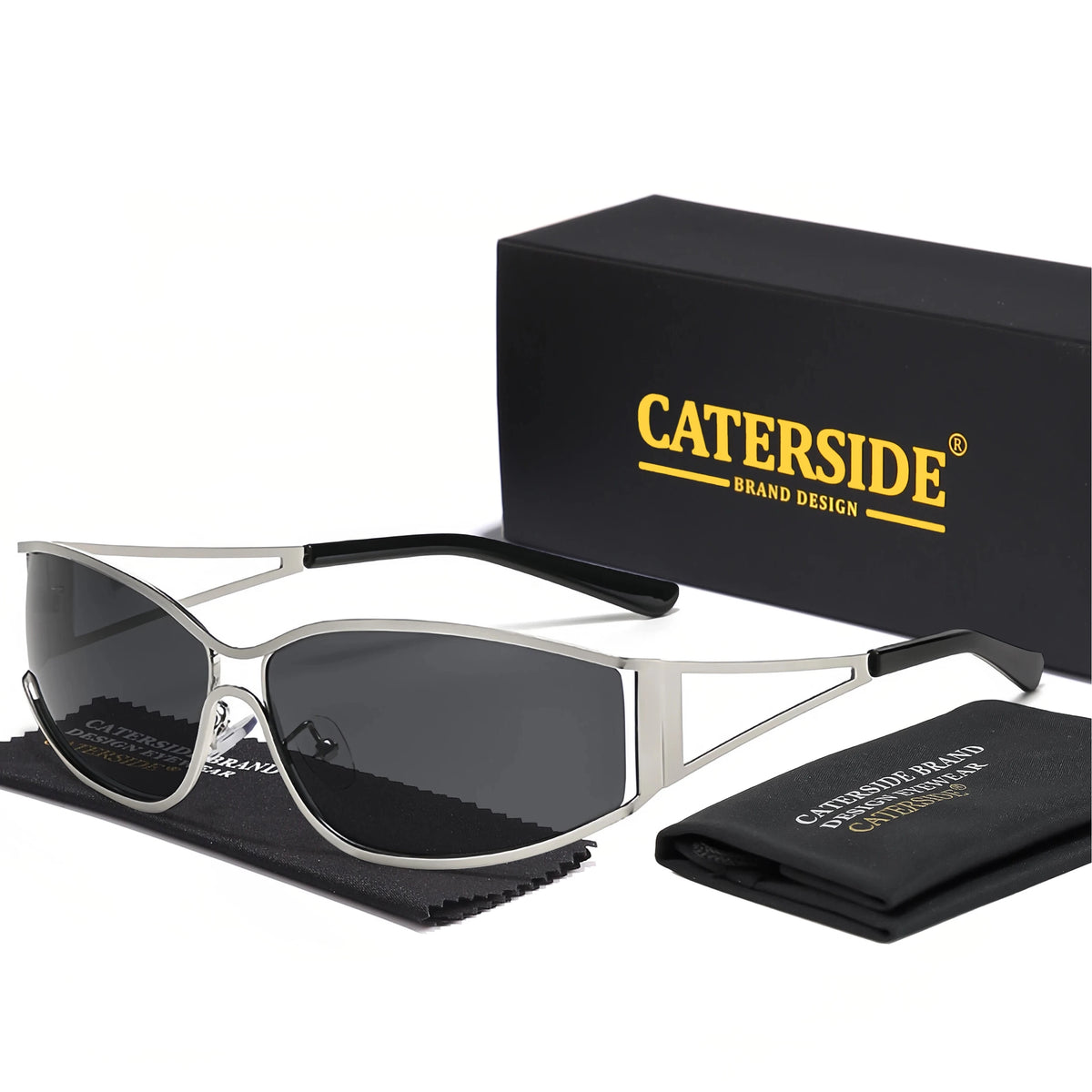 CATERSIDE Men's Punk Sunglasses Brand Design Fashion Technology Retro Sun Glasses Women's Travel Beach Y2K Glasses Gift UV400