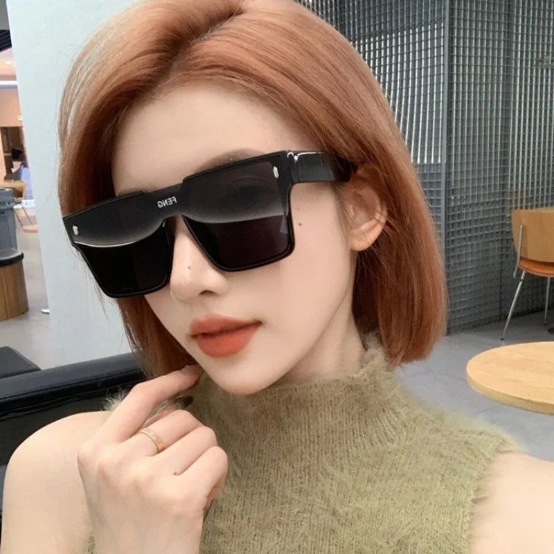 Retro Square Women's Sunglasses, Fashionable and Popular Men's Large Frame Glasses, Outdoor Sunglasses