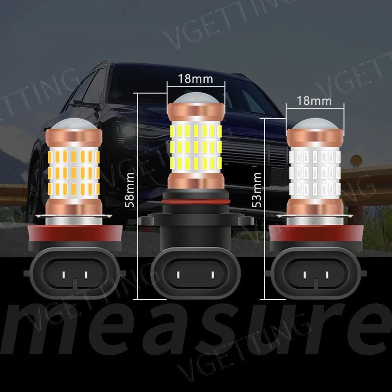 2PCS LED Fog Lamp H11 9006 12V 4W Fog Light Bulbs White Yellow Red Car Led Fog Light Bulb Waterproof Universal Car Accessories
