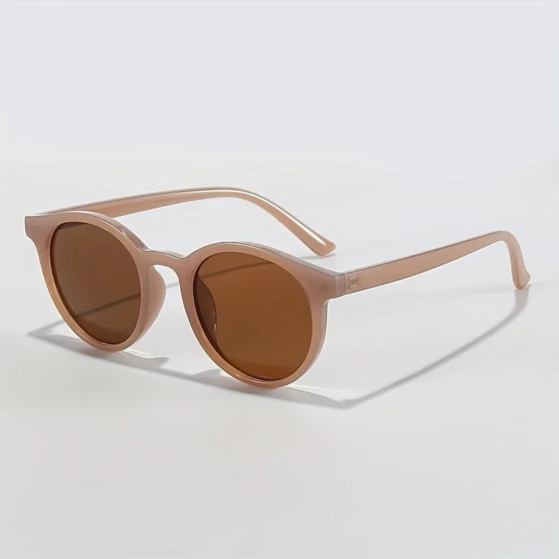 1pc Unisex Round Plastic Frame Glasses with Reflective Lenses Suitable for Hiking and Daily Wear - Decorative Glasses