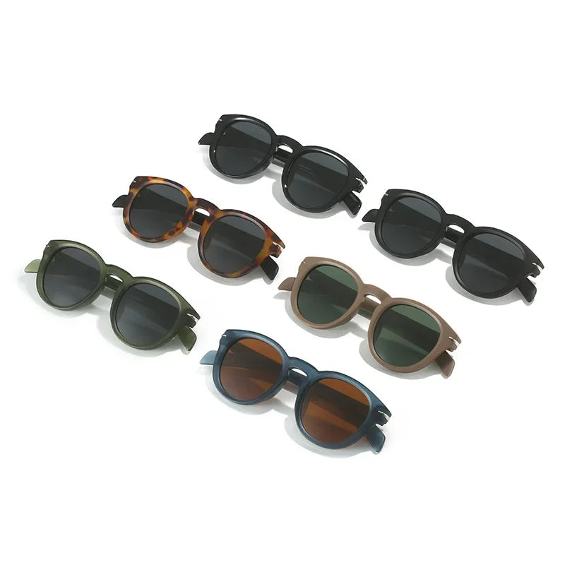 JNPCXI Retro Round Men Polarized Sunglasses Shades UV400 Fashion Brand Designer Matte Blue Women Rivets Sun Glasses
