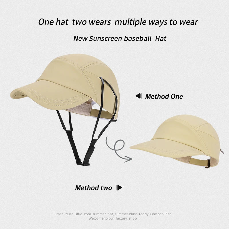 9274-New summer women's outdoor cycling sun hat, women's lightweight breathable baseball cap, windproof drawstring surfing hat