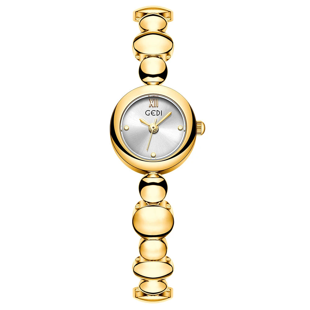 GEDI Gold Watch for Women Fashion Luxury Quartz Vintage Woman Watches Elegant Casual Waterproof Dress Watch Gifts