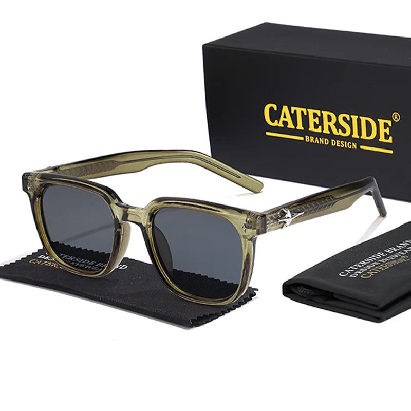 CATERSIDE Fashion Square Sunglasses Man Large Frame Sun Glasses Party Travel Beach Eyewear Ideal Choice for Gifts UV400