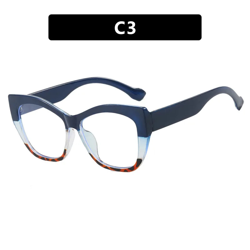 JNPCXI New Fashion Double Color Cat Eye Women Glasses Frame Clear Anti Blue Light Optical Leopard Eyewear