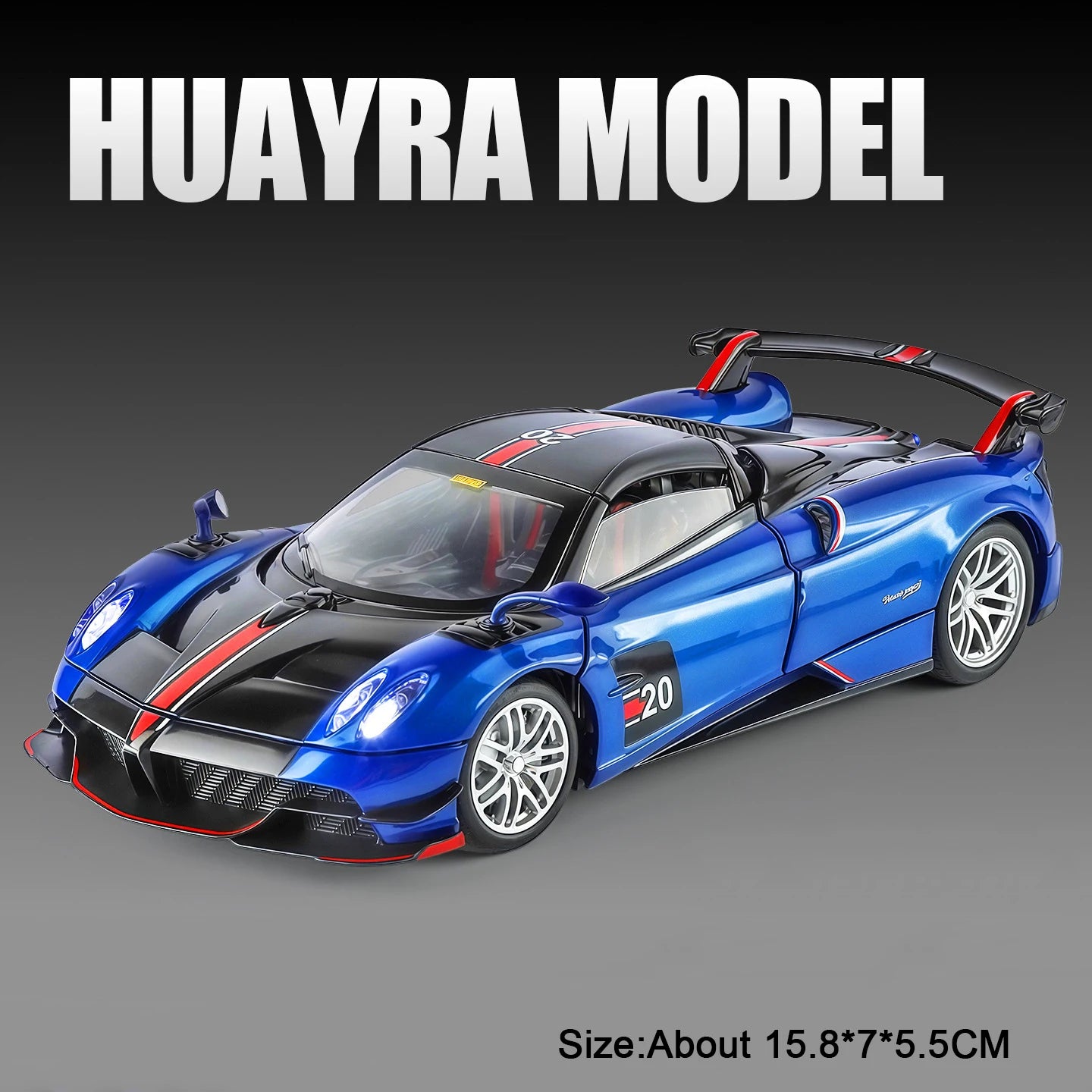 1:32 Pagani Huayra BC HP Diecast Alloy Sports Cars Model Toys with Sound Light Pull Back Doors Opened Vehice Boy Christmas Gifts