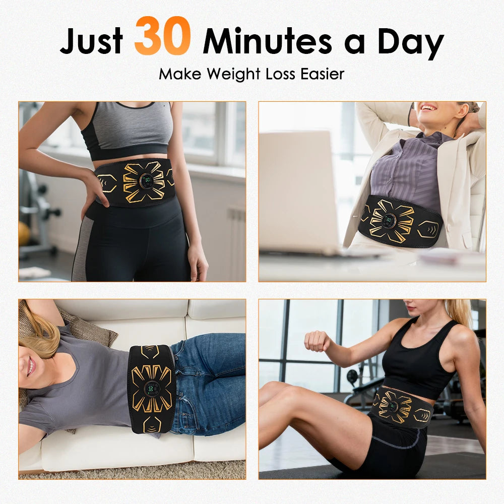 Abdominal Massager Waist Belt Muscle Toner Smart Abdominal Muscle Trainer For Arm Leg Training Fitness Massage Belt Cordless
