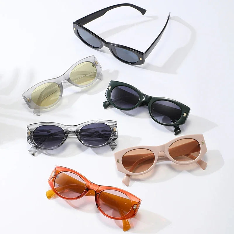 JNPCXI New Fashion Cat Eye Women Luxury Sunglasses Retro Rivets Men Gradient Shades UV400 Sun Glasses