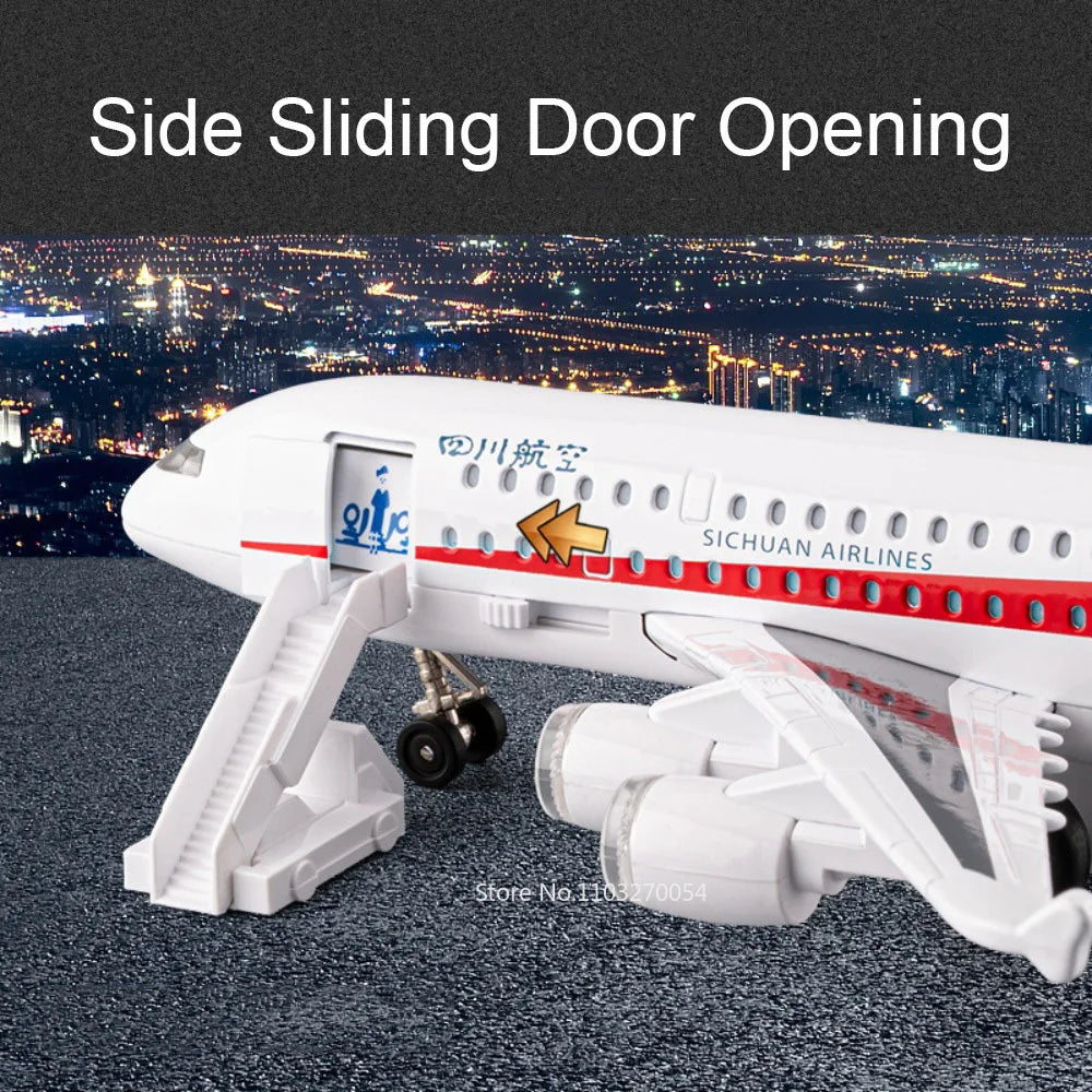 1:32 Sichuan Airline China Eastern Airlines A380 Alloy Diecast Car Model Toy Metal Body Sound Light Pull Back for Boys Christmas