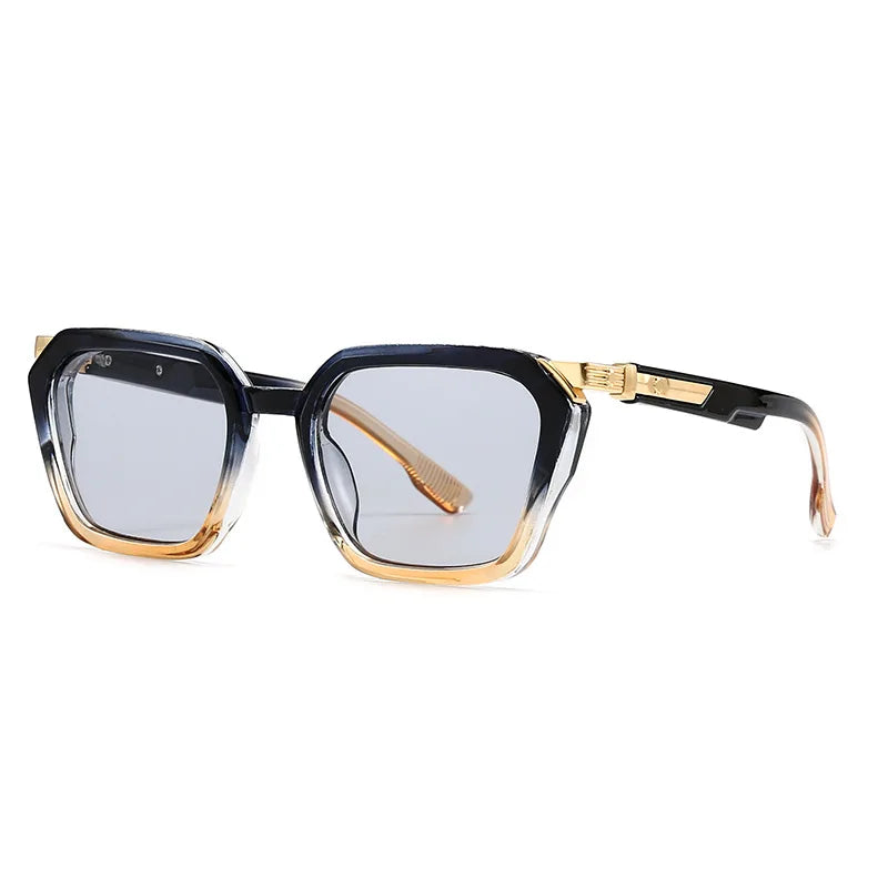 JNPCXI  New Square Women Luxury Sunglasses Retro Rivets Men Gray Pink Gradient Shades UV400 Sun Glasses