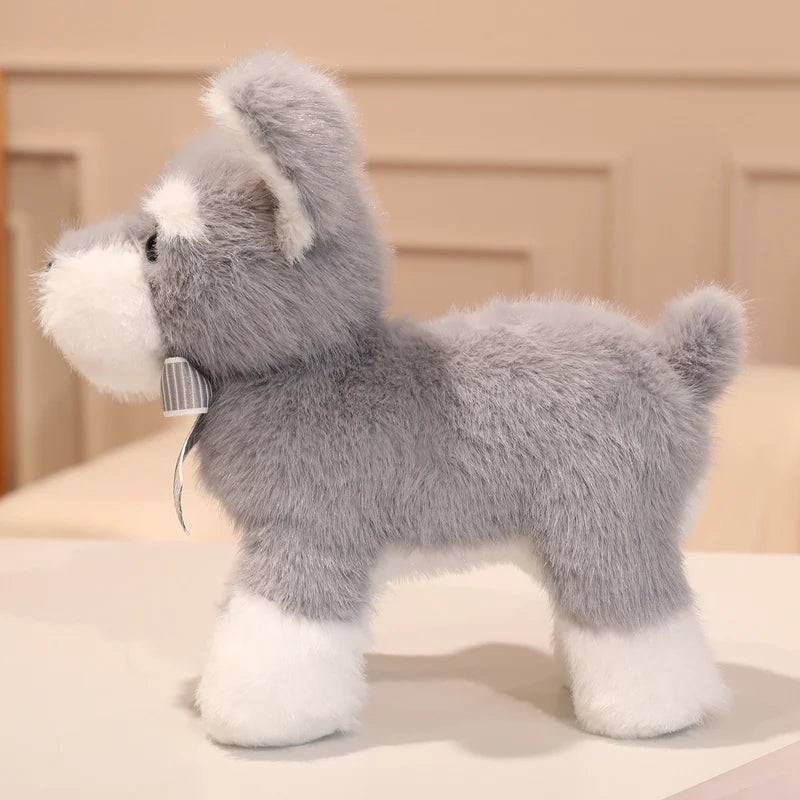 Hot sales Lovely Schnauzer Dog Plush Toy Soft Simulation Stuffed Animal Toys For Boys Cute Photo Props Girls Birthday Gift 30cm