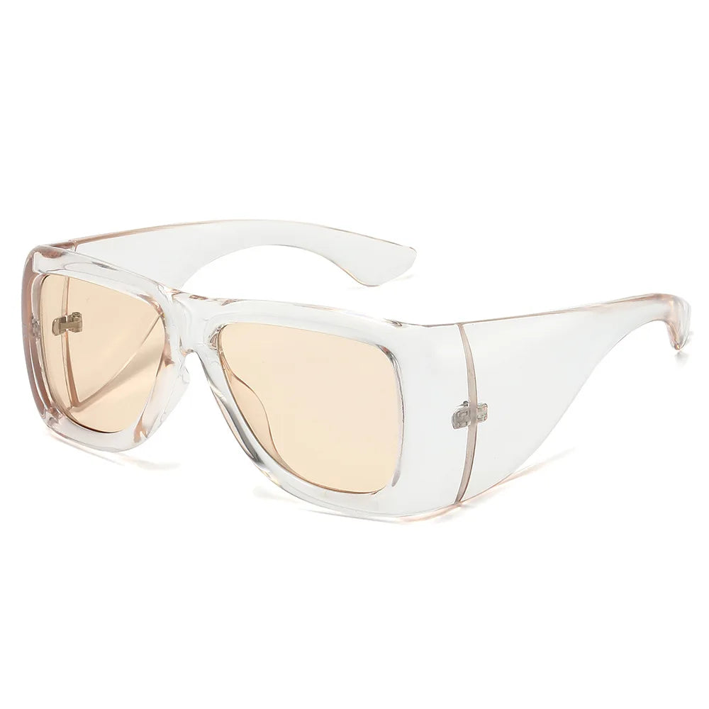 JNPCXI New Oversized Square Jelly Color Sunglasses Women Fashion Wide Legs UV400 Retro Men Trending Punk Outdoor Sun Glasses