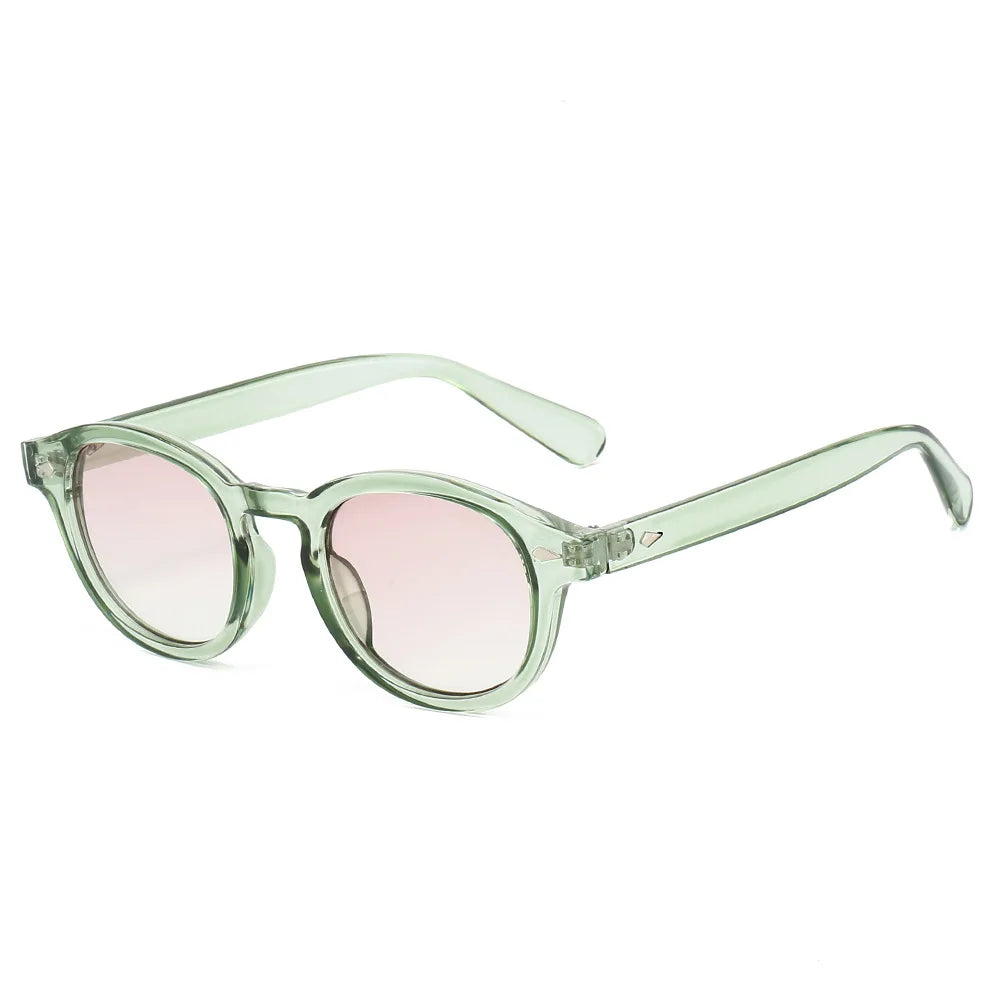JNPCXI New Fashion Gradient Green Round Sunglasses for Women Men Vintage Square Sun Glasses UV400 Lunettes De Soleil